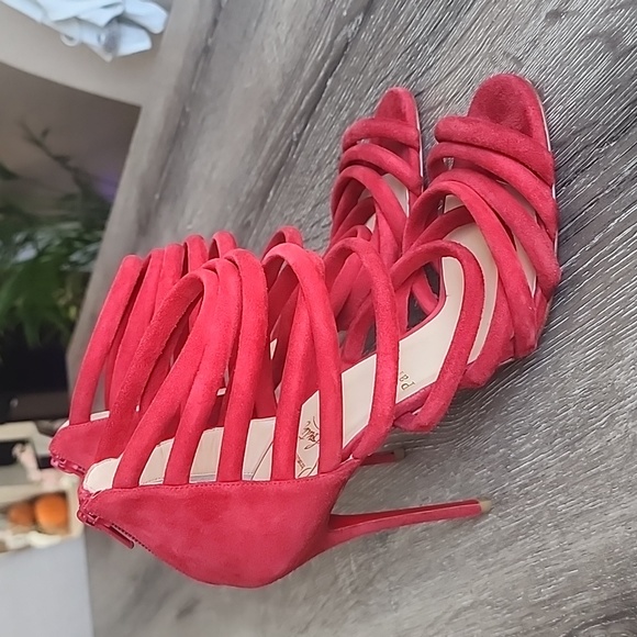 Christian Louboutin Mariniere Red Suede Gladiator Sandals Caged Strappy Heels - Picture 2 of 14